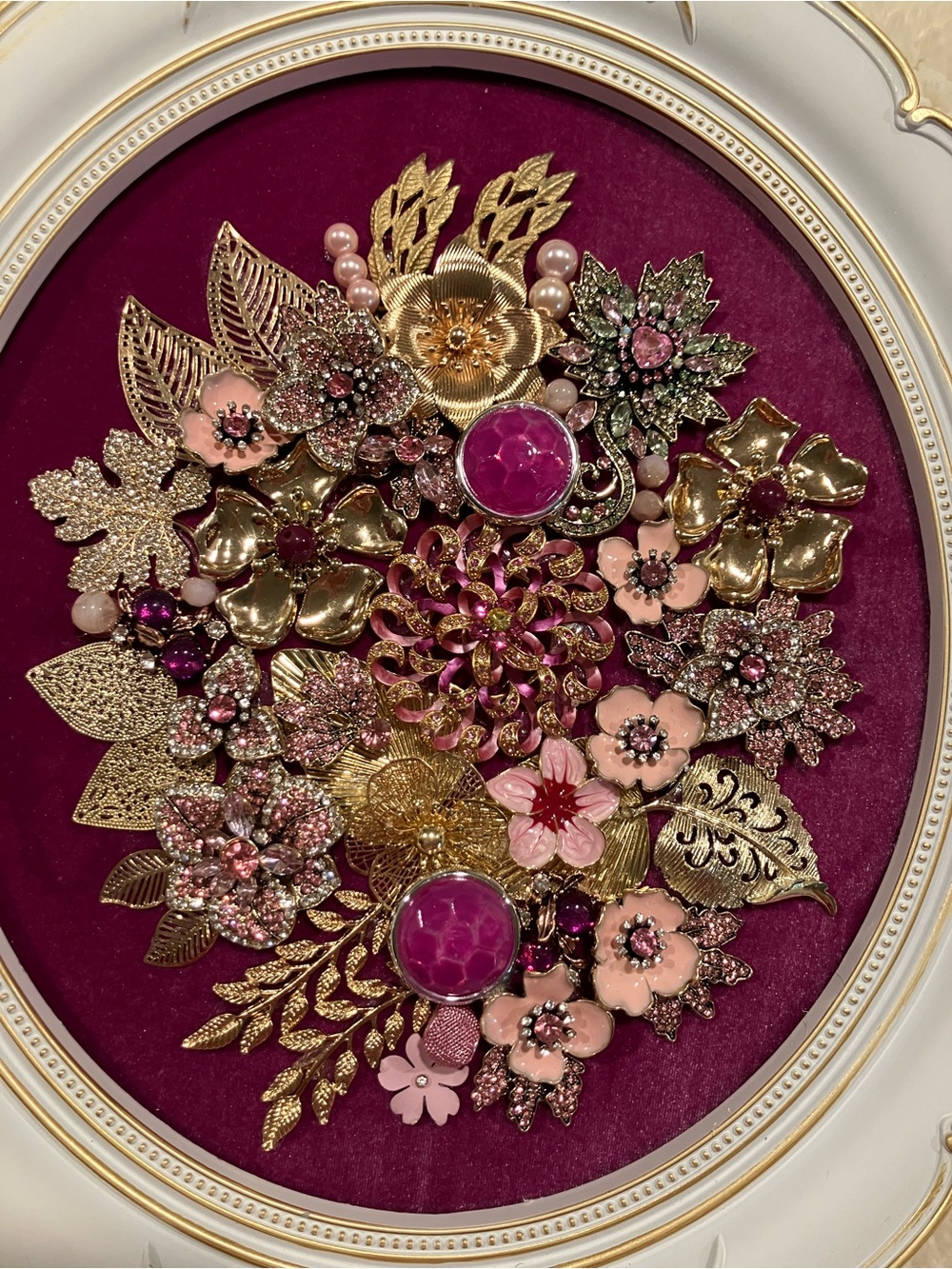 Gold and Pink Floral Embellished Wall Frame - Home Accent - Picture 4 of 15